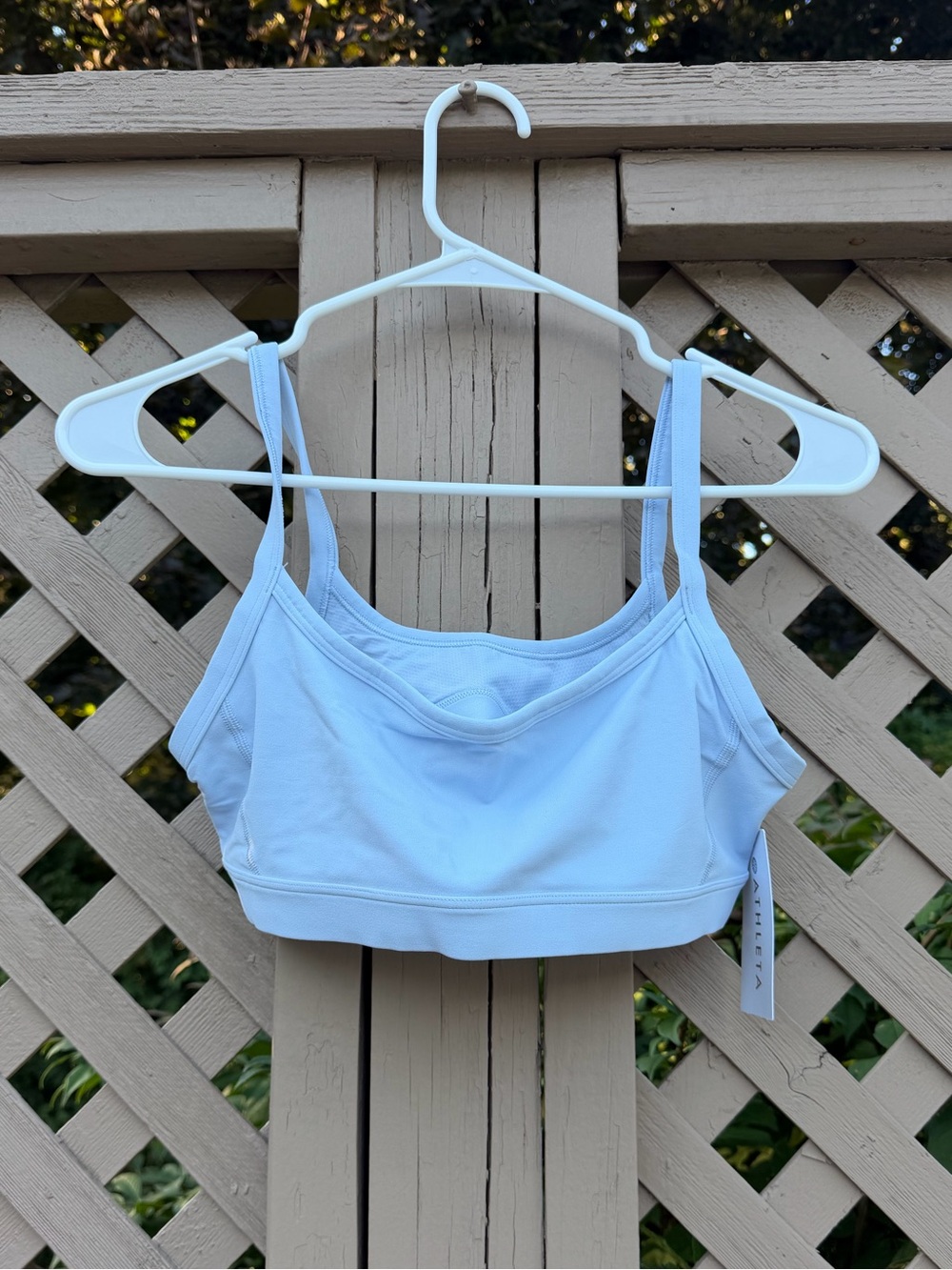 NWT Athleta Pale Blue Square Neck Bra - S (DD+ cups)